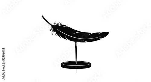 black feather sculpture on stand decorative object