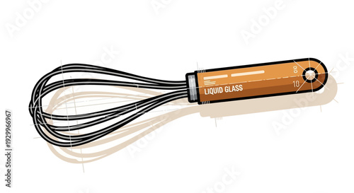 Orange glass container with wires flowing out, representing liquid glass technology.