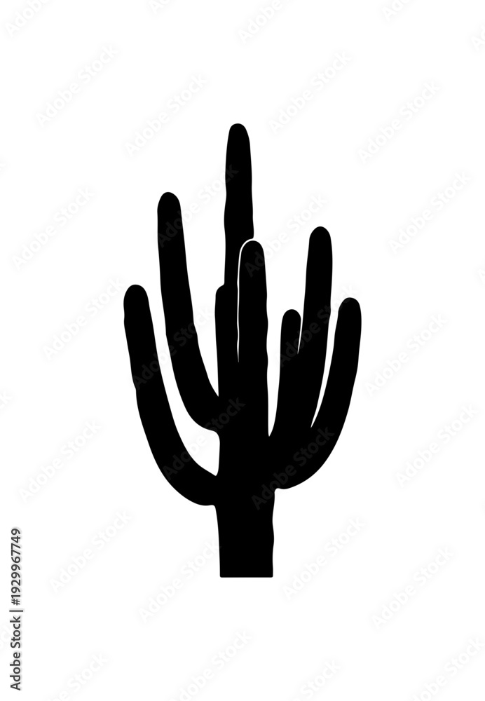Obraz premium Minimalist Black Cactus Vector Illustration