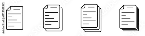 Wallpaper Mural A set of linear document icons illustrating single sheets and stacks of papers. Minimalist vector illustration for indicating files, reports, or office documentation. Torontodigital.ca