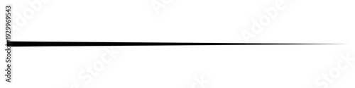 A minimalist horizontal black line that smoothly tapers from left to right to a sharp point. A vector element that creates the effect of a calligraphic stroke or a dynamic pointer.