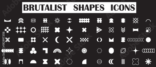 abstract Brutalist shapes icon set, set of Brutalism shapes collection icon, geometric brutalist icon set,