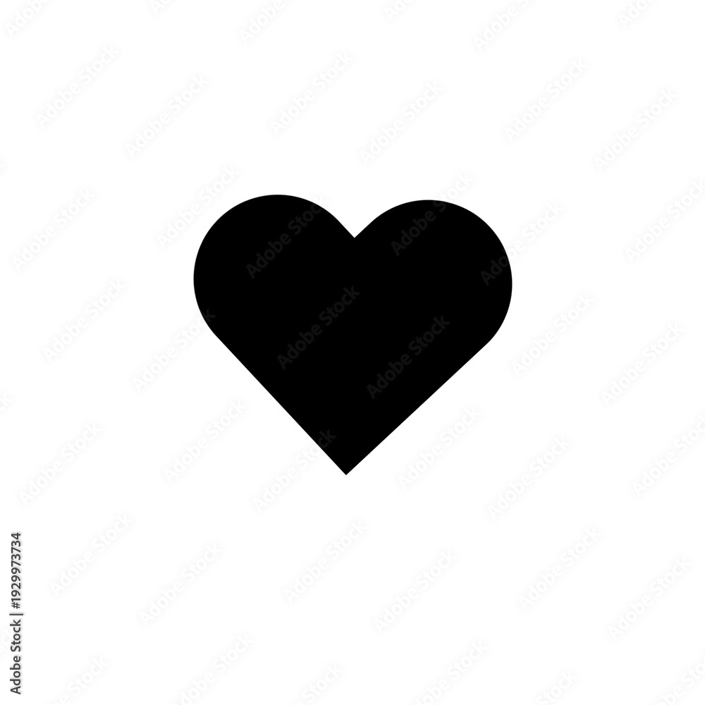 Obraz premium Black Heart Icon Silhouette – Minimalist Love Symbol Graphic Design
