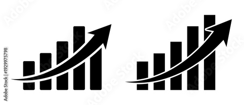 Photography Business growth chart icon with upward arrow financial increase, profit performance and positive market trend