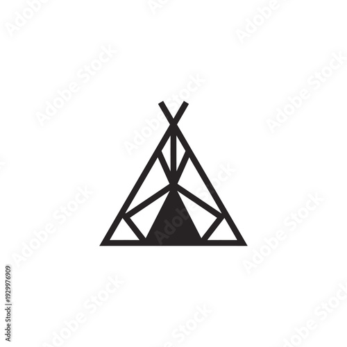 Simple black silhouette of a teepee on white background.