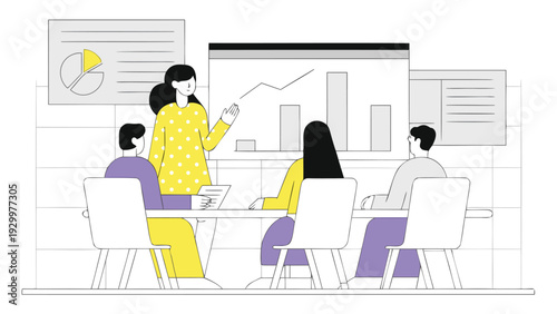 Vector illustration of business people in meeting