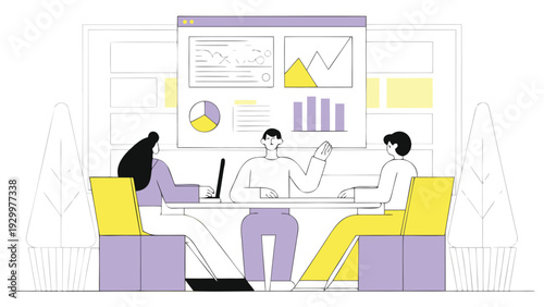 Set of 1 office meeting vector illustration