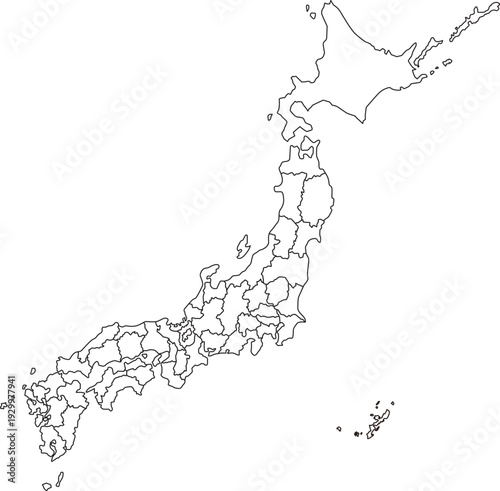 日本地図のアウトラインイラスト素材