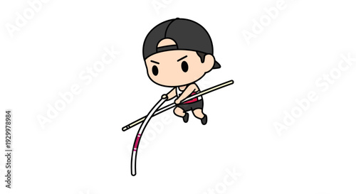 Pole Vaulter Vector Illustration, Cartoon Style Graphic for Sports and Athletics