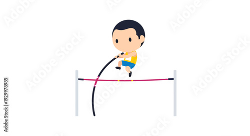 Pole vaulter illustration, vector style graphic, sports competition, athletic performance.