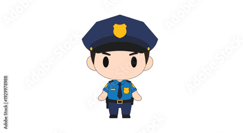 Police Officer Vector Illustration, Cartoon Style Graphic for Law Enforcement, Security and Safety