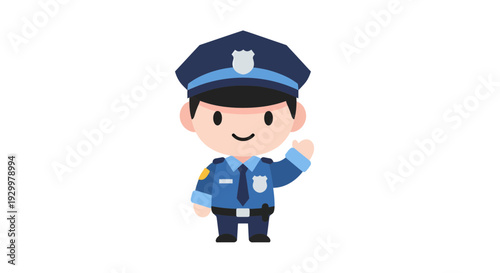 Police Officer Vector Illustration, Cartoon Style Graphic for Law Enforcement, Safety
