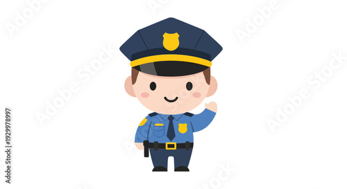 Police Officer Vector Illustration, Cartoon Style Graphic for Law Enforcement, Security and Safety