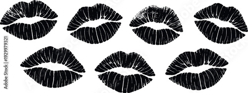 Kiss Mark Imprint Set with Stipple Texture on Transparent BG