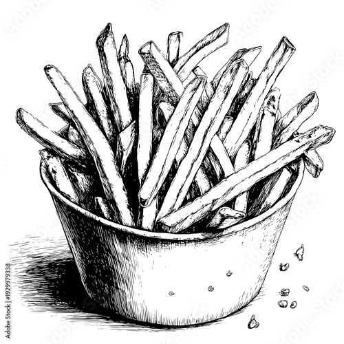 Adobe Stock Hand Drawn French Fries Illustration - Delicious Fast Food Sketch Art