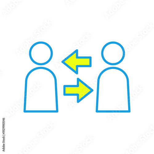 人物2人のあいだの双方向矢印アイコン