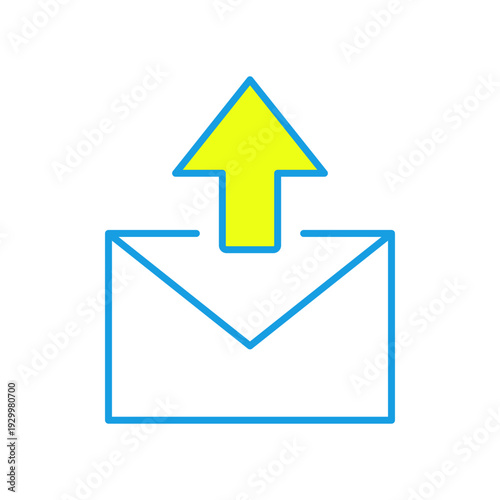 上向き矢印付きのメール送信アイコン