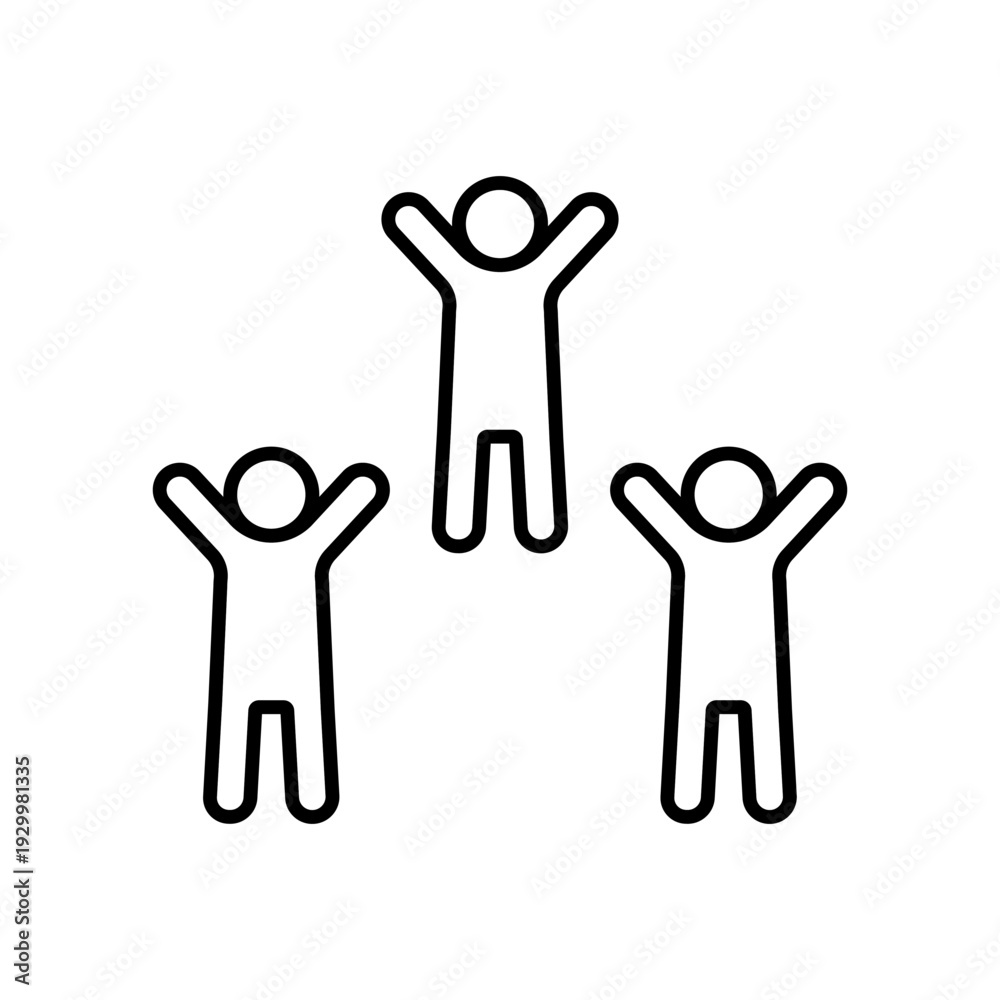 Obraz premium 万歳をする3人の人物のアイコン