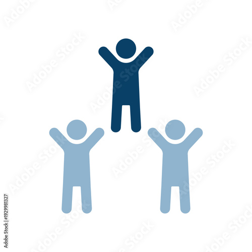 チームワークで目標達成する3人のアイコン