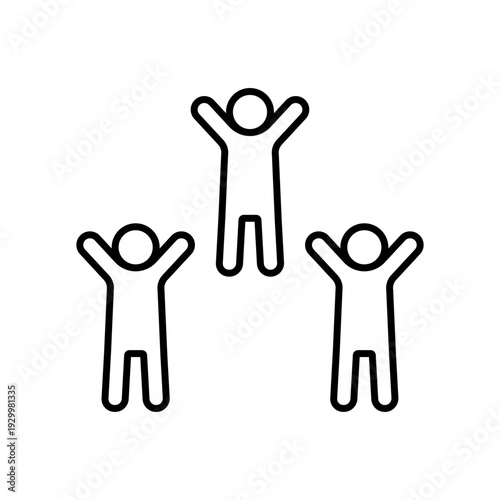 万歳をする3人の人物のアイコン