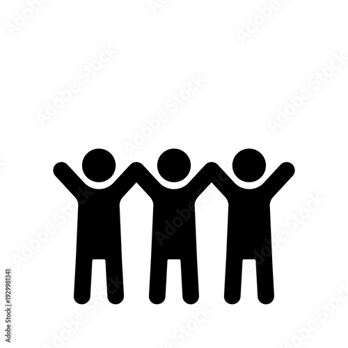 万歳をして喜ぶ3人グループのアイコン