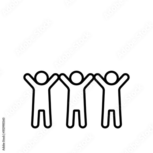 万歳をする3人の人物アイコン