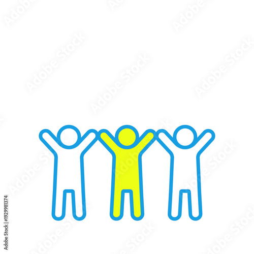 喜ぶ3人の人物のフラットデザインアイコン