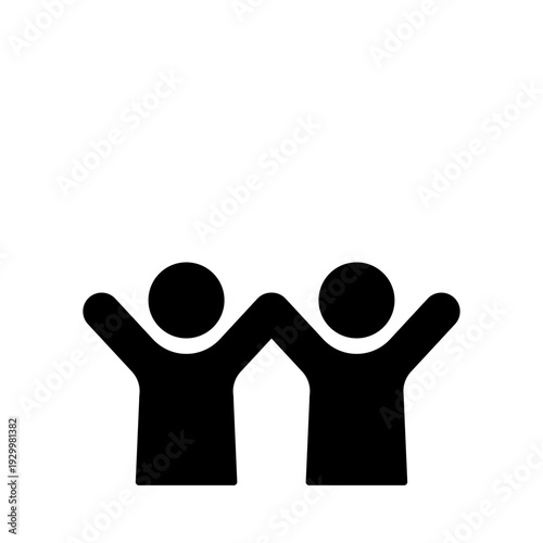 喜ぶ二人のペアアイコン