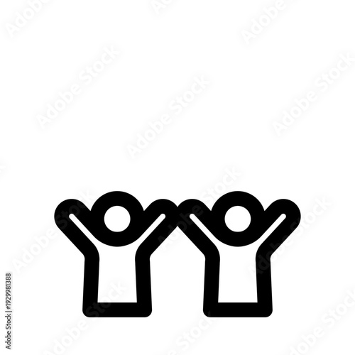 万歳する二人の人物アイコン