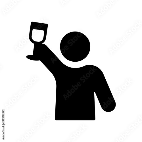 ワイングラスで乾杯する人物のアイコン