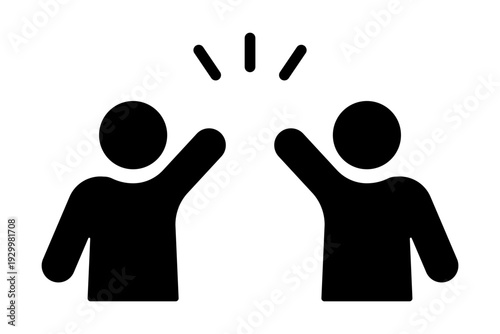 ハイタッチをする二人の人物アイコン