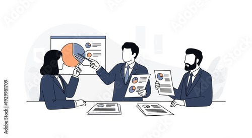 Professional Office Meeting Vector Illustration of Business Professionals Collaborating