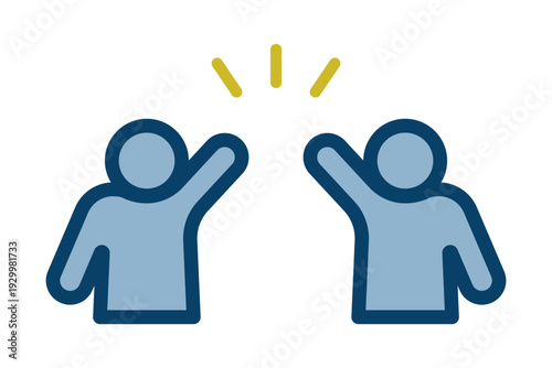 チームワークを象徴するハイタッチのアイコン