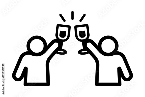 二人でワインを乾杯するアイコン