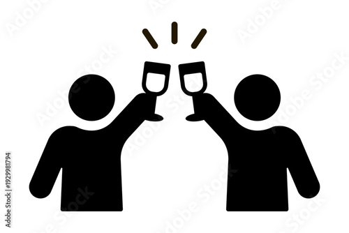 乾杯する二人のワイングラスのアイコン