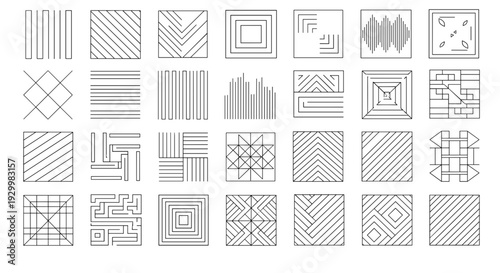 Collection of geometric line patterns and designs for creative use