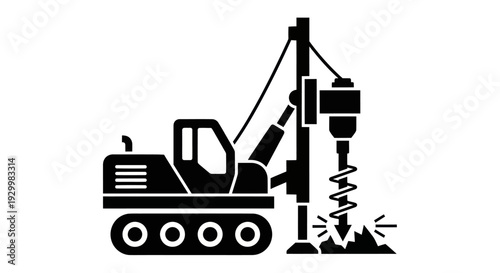 Heavy Duty Drilling Rig Machine Icon for Construction Work.