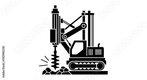 Heavy Duty Drilling Rig Machine Icon for Construction Projects.