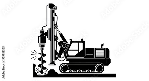 Heavy Duty Drilling Rig Machine in Operation.