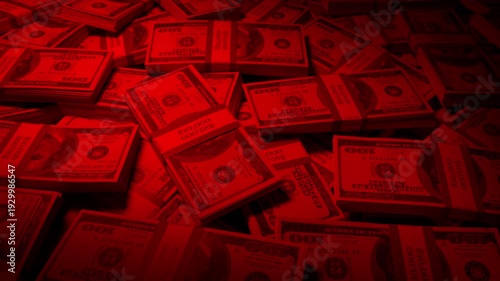 Money Pile In Red Lighting, Bad Money Concept