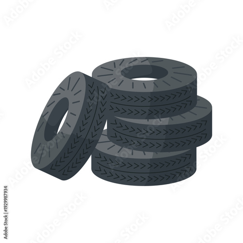 Stacked car tires vector illustration, clip art tires, tire clip art, tires wheels cars icon, isolated on white background