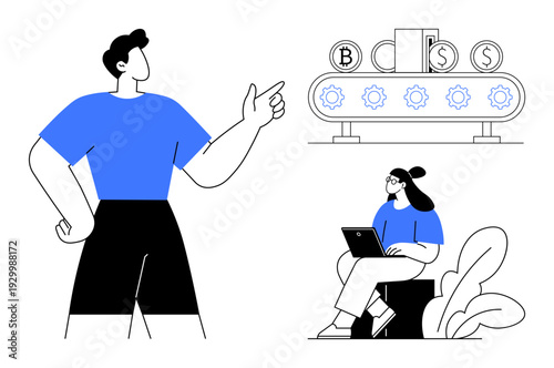 Cryptocurrency concept. Cryptocurrency mining process with blockchain technology visuals. Cryptocurrency use in digital wallets, secure transactions, and fintech innovation. Ideal for finance