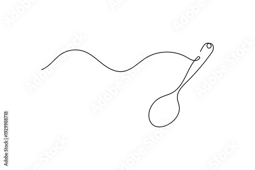 Spoon minimalist continuous line drawing isolated outline vector illustration