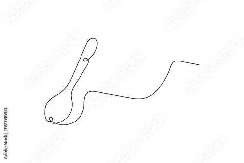 Spoon minimalist continuous line drawing isolated outline vector illustration