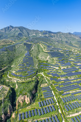 Wallpaper Mural Aerial View of Solar Panels on Rolling Hills of Loess Plateau Torontodigital.ca