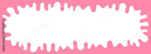 Pink bubblegum dripping border frame. Blob shape with irregular edges frame. Sticky sweet frame on white background