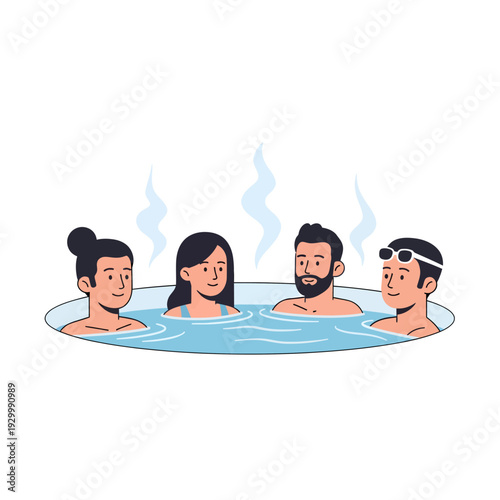 Celebrating National Hot Tub Day with Friends Relaxing Together in a Warm Soaking Tub