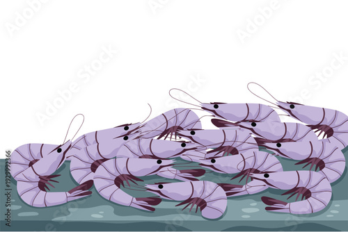 Group of shrimp swimming together in water
