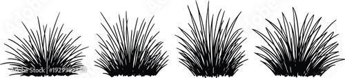 Four black grass silhouettes arranged in a row on a plain background