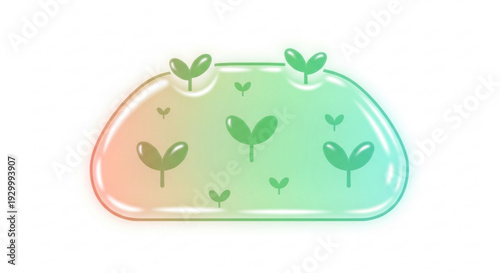 Colorful illustration of a growing plant sprouts in a gradient pouch